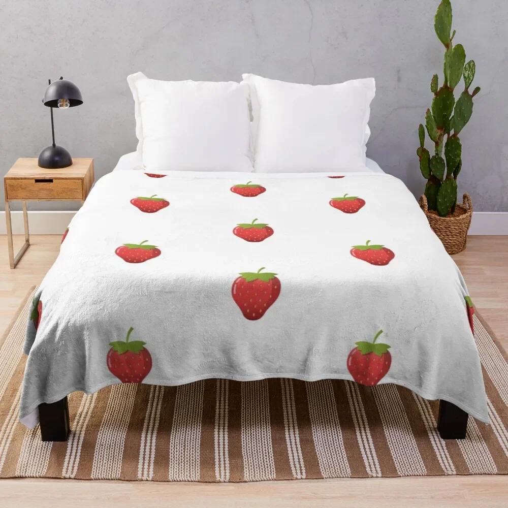 Fresh Strawberry Fruit Flannel Throw Blanket For Sofa Couch Bed Living Room Blanket King Queen Size Super Soft Warm Lightweight