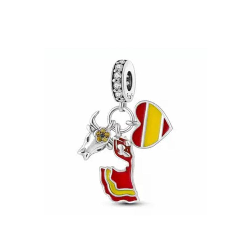 New 925 Silver, Red Strawberry, Mushroom, Car Bead Cross, Dog Pendant Original Bracelet DIY Accessories Exquisite Jewelry