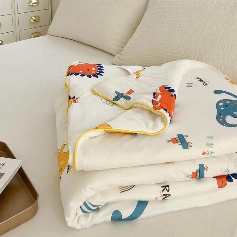

New Cartoon Patchwork summer cooling blanket Lightweight Breathable Air Condition Comforter Soybean Fiber Washable Thin quilt 150x200cm