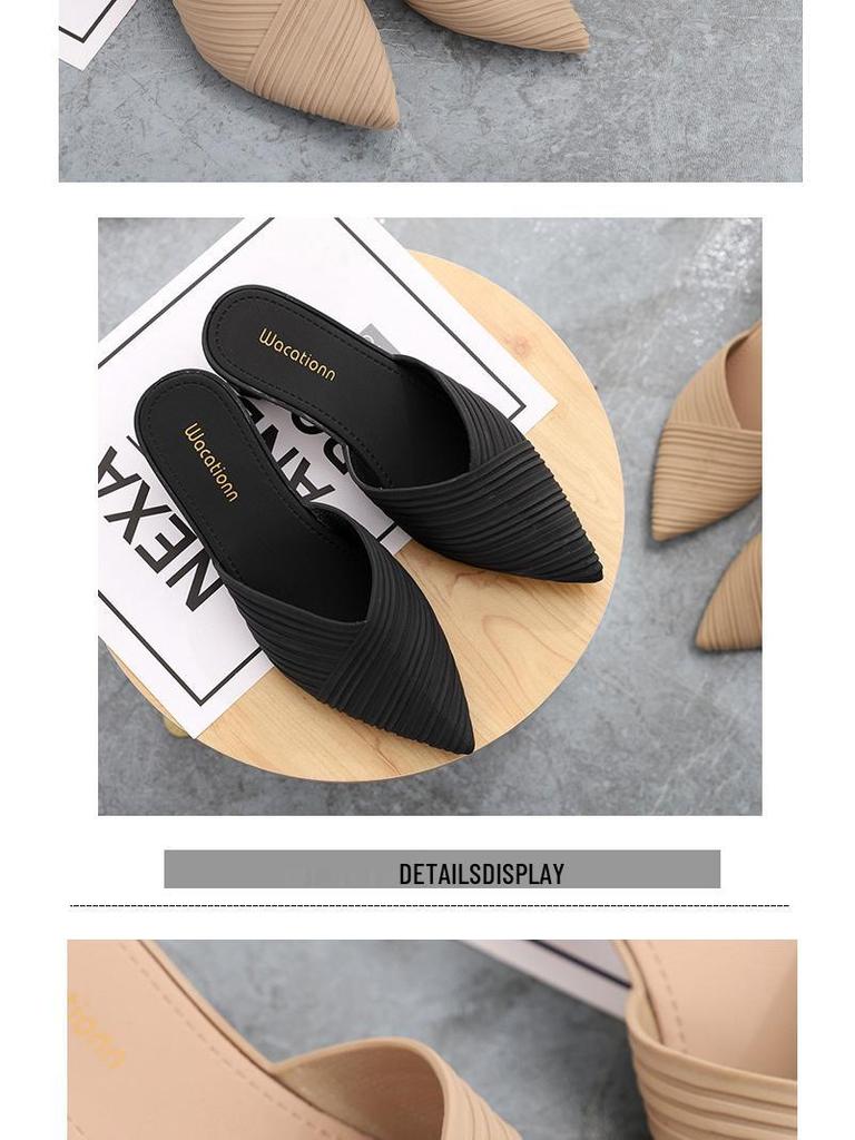 Heli Shark Dam Chunky Heel Spetsig Tå Stängd Tå Casual Halvtofflor - Vår/Sommar Mode Sandaler