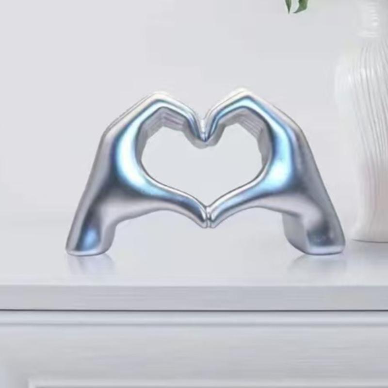 Heart Hand Statue Modern Love Finger Gesture Sculpture for Living Room Bedroom Home Shelf Desktop Decoration