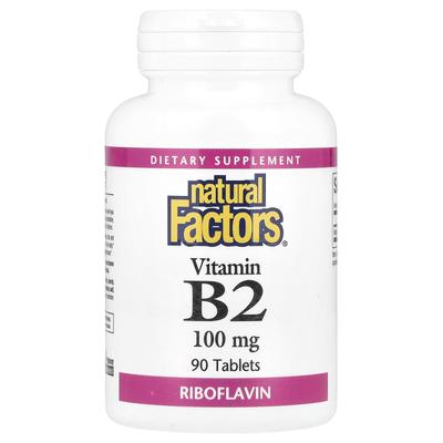 Vitamin B2, Riboflavin, 100 mg, 90 tabletter