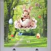 Easter Window Stickers, Creative Cute Floral Bunny Eggs Decor, Static Cling Glass Decals for Bedroom Living Room Holiday Decoration