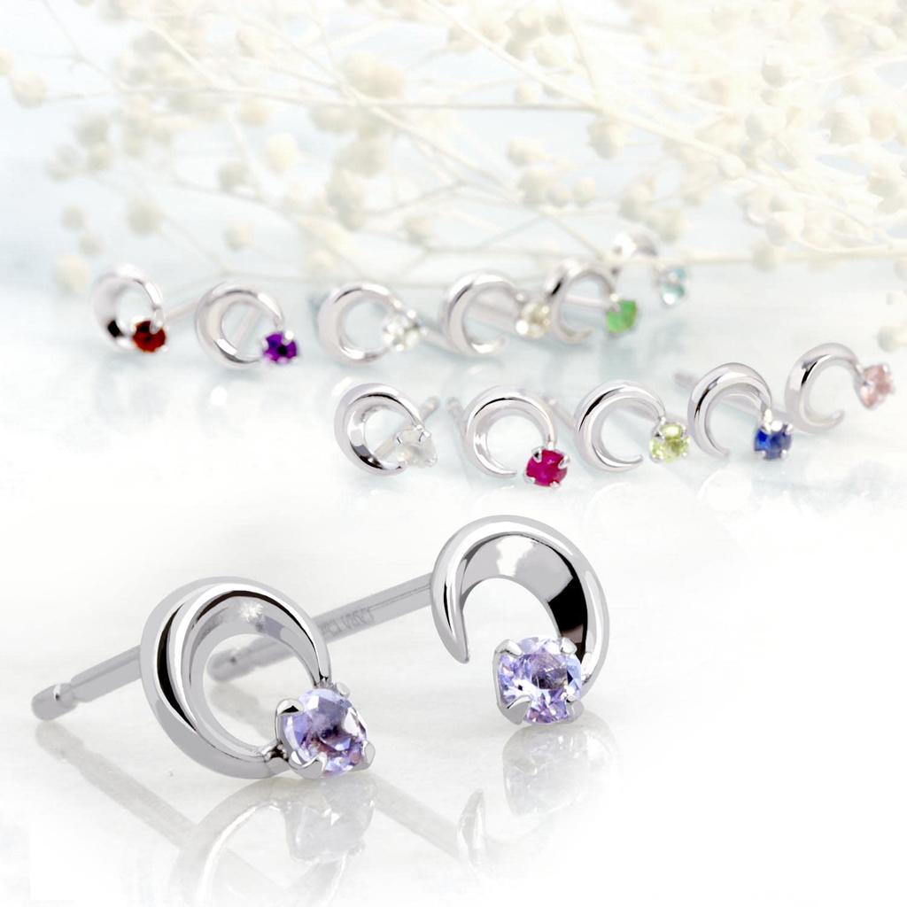 Lala Christie Moon June Platinum Women's Earrings, Birthstone, Moonstone, pt900, le102-0001-pt-06