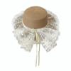 Fisherman Cap Lace Bow Sun Hat Adjustable Breathable Straw Beach Hat Lace Ruffle Wide Brim Hat Summer Beach