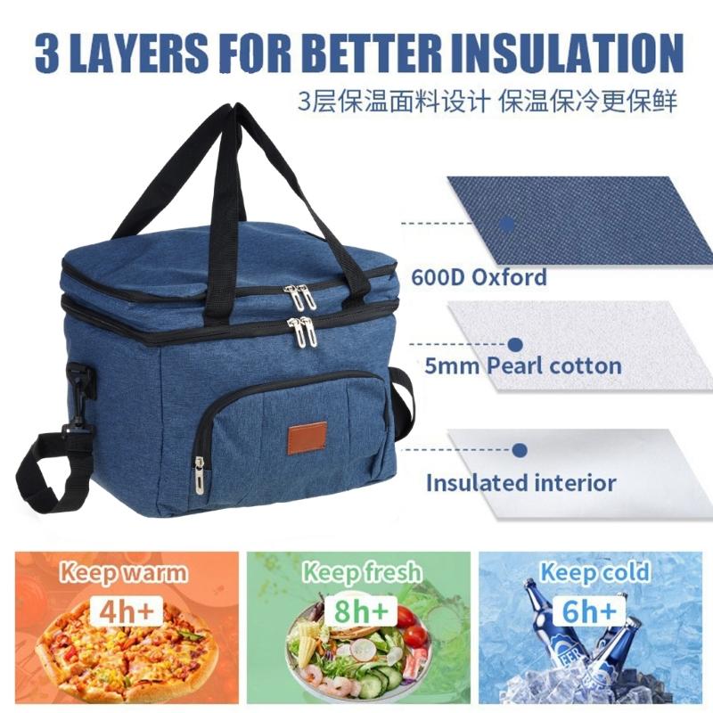 Large Capacity Outdoor Picnic Coolers Bag For Food Freshness Waterproof Oxfords Fabric Adjustable Shoulder Strap