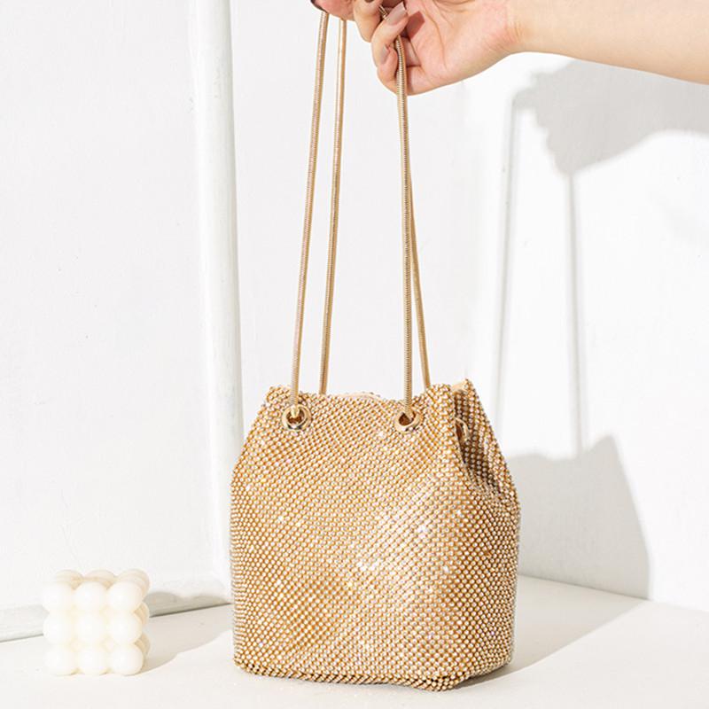 2025 Luxury Women Multi-Functional Full Diamond Bucket Bag High End Evening Dinner Clutch Bag Trend Handbag Chain Shoulder Bag