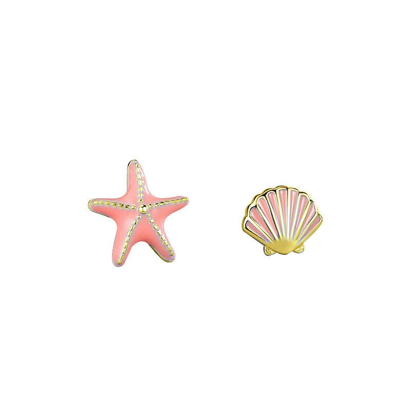 Starfish shell stud earrings female summer tide niche design sense asymmetry exquisite simple temperament ear jewelry