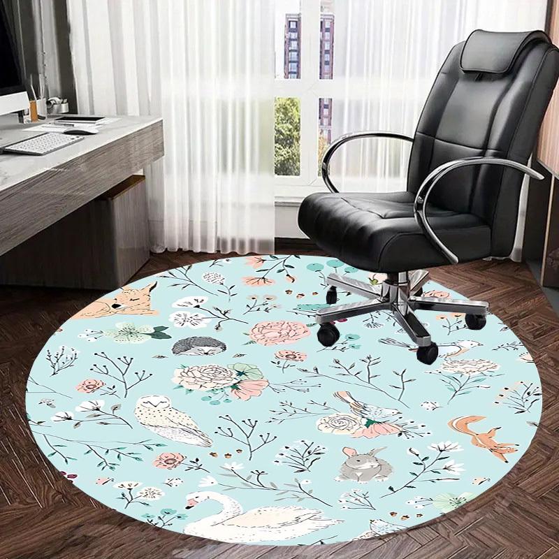 1PC Floral Animals Non-Slip Floor Round carpet, Office, family, bedroom, Large Area Rug Indoor Rugs,  Durable Polyester-Z0425