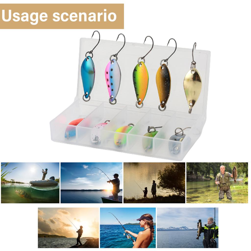 10Pcs Fishing Spoons Lures Single Hook Set Spoons Hard Fishing Lures Metal Fishing Lures Fishing Sequins Lures Baits