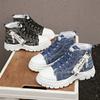 Fashion Women Sneakers New Canvas High-top Women Shoes 2025 Breathable Denim Sneakers Women Summer Thick Bottom Heightening Casual Shoes