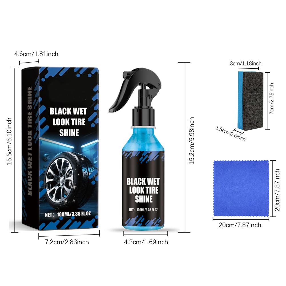 Black Wet Look Tire Shine Dressing Quick Drying For Tire Gloss Shine Care Spray For Motorcycles Cars Trucks RVs