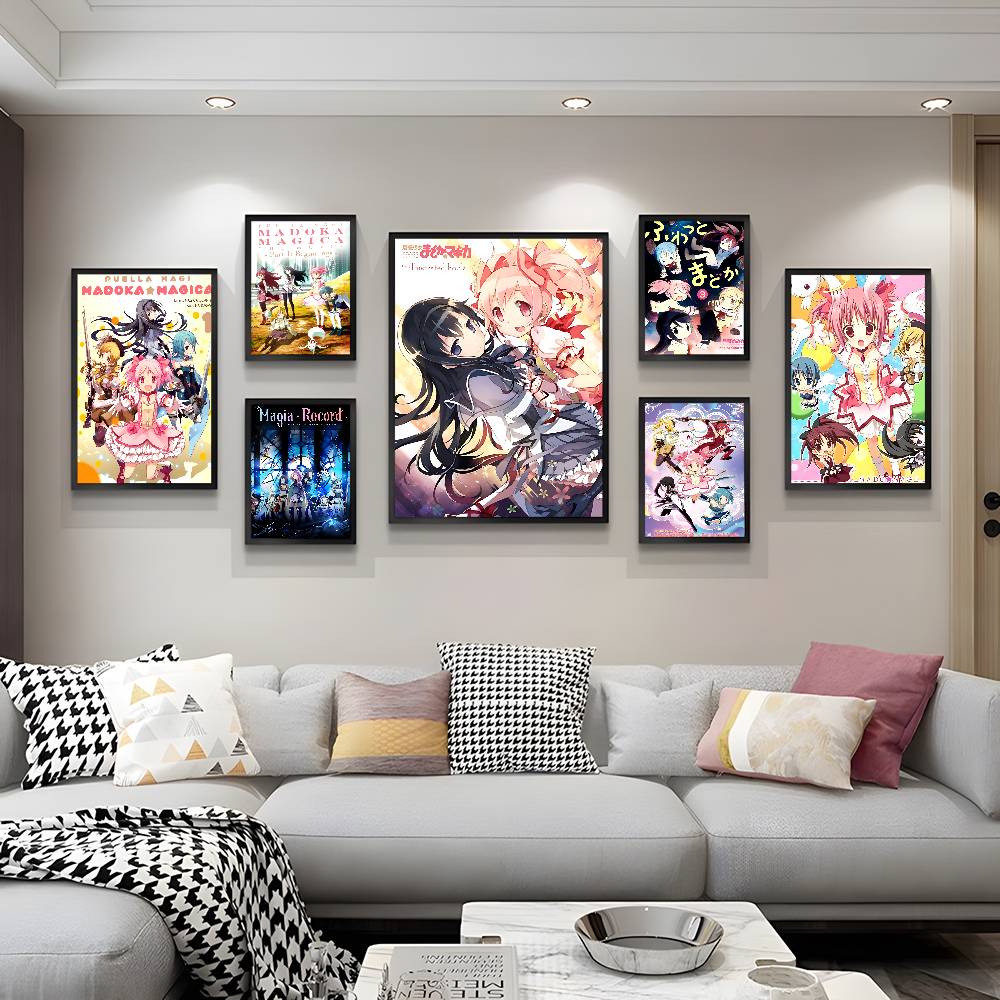 Anime P-Puella Magi Madoka Magica Girl Vintage Posters Sticky Retro Kraft Paper Sticker DIY Room Bar Cafe Kawaii Room Decor