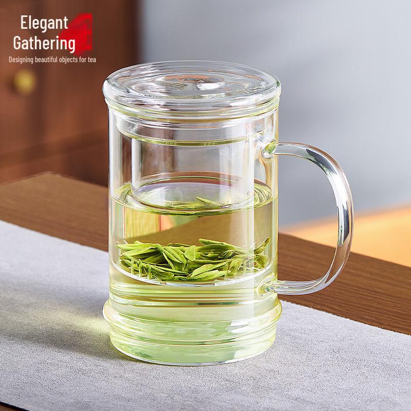 Yaji Ink Bamboo High Borosilicate Glass Tea Infuser Mug