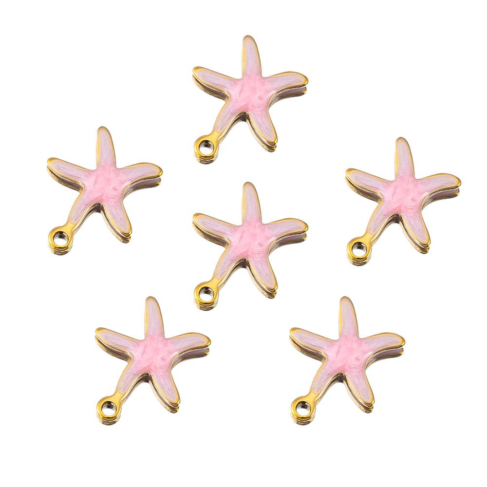 10pcs New Stainless Steel Colorful Marine Coral Starfish Fish Seaweed Charm Necklace Earring Pendant Base for DIY Jewelry Making