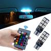 Auto Interior Decoration Lamp T10 W5W 5050 Atmosphere Car Light 12V RGB 12LED Blub with Remote Controller Colorful Reading Lamp