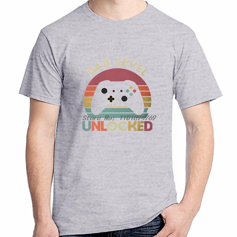 Fathers Day Daddy Grandpa Unisex Tshirt Dad Level Unlocked Retro New Dads Fashion Cotton Tshirt Streetwear Hipster Tees Tops