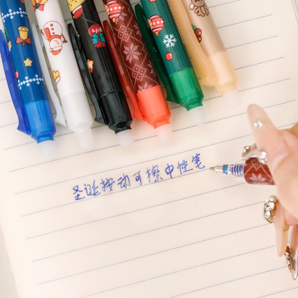 Bolígrafo Festivo Mágico Borrable de Punta Bala con Mecanismo de Pulsación – Regalo de Papelería Navideña para Estudiantes de Alto Valor