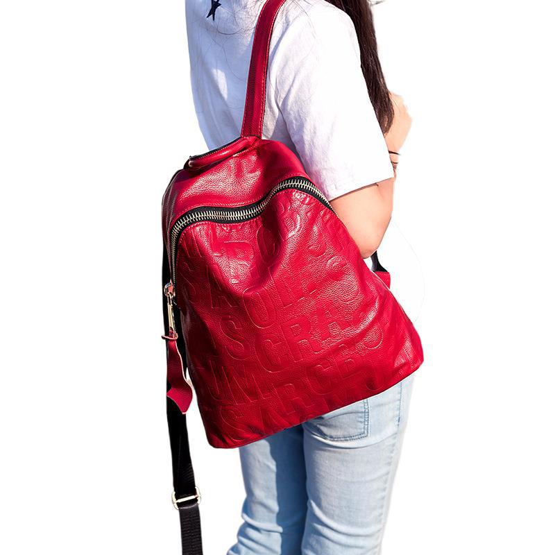 Neuer Rucksack aus Oberleder Japanischer und Koreanischer Schulranzen Damen Einfacher Lederrucksack