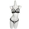 Pearl three-point underwear set, sexy lace open bow, sexy underwear, hot bra.