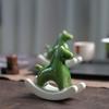 Ceramic Green Wobbly Horse Tea Pet Ornament for Home Decor