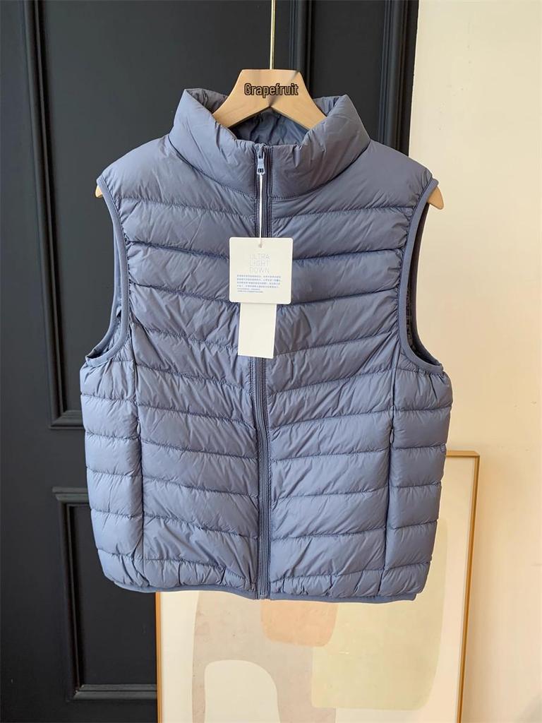 Women's Lightweight White Duck Down Vest: Short Stand-Up Collar Inner Layer for Winter