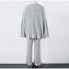 Women Casual Solid Color Knit Sweater Two Piece Set Autumn Winter Thick Round Neck Loose Pullover Wide Leg Pants Matching Sets