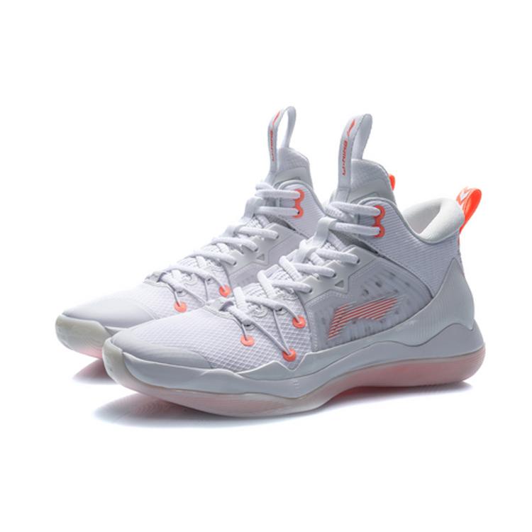 Li Ning PU Lightweight, Wear resistant, And Non slip Mid top Performance Basketball Shoes Men's White ABAQ059-1