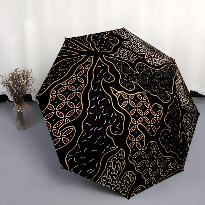 1pc Batik Pattern Automatic Open/Close Umbrella Compact Folding Umbrella, All-Season Portable Umbrella for Women/Men F1124350