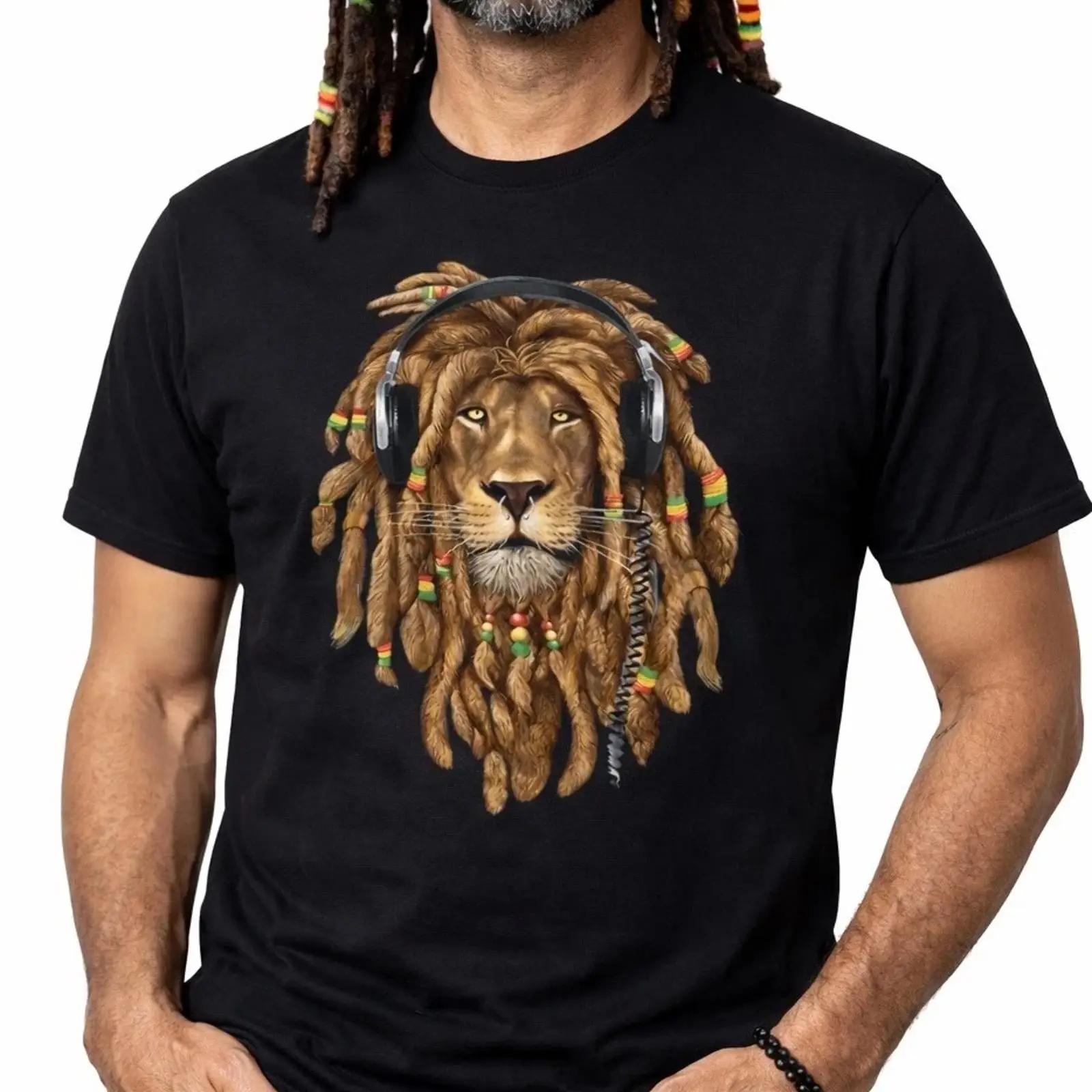 Lion Dreadlock Rasta T Shirt Jamaica Jamaican Cotton Top vintage Washed Unisex Top For Everyday Wear streetwear S разноцветный
