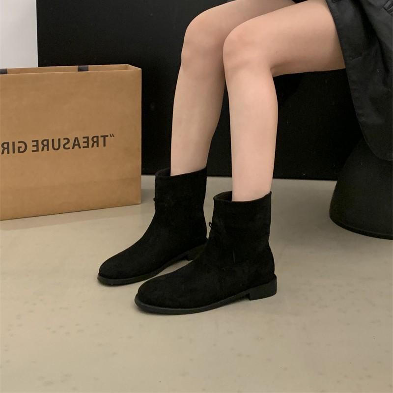 Thick heel retro British suede Martin boots women's shoes 2025 new thin French small short boots spring and autumn single boots