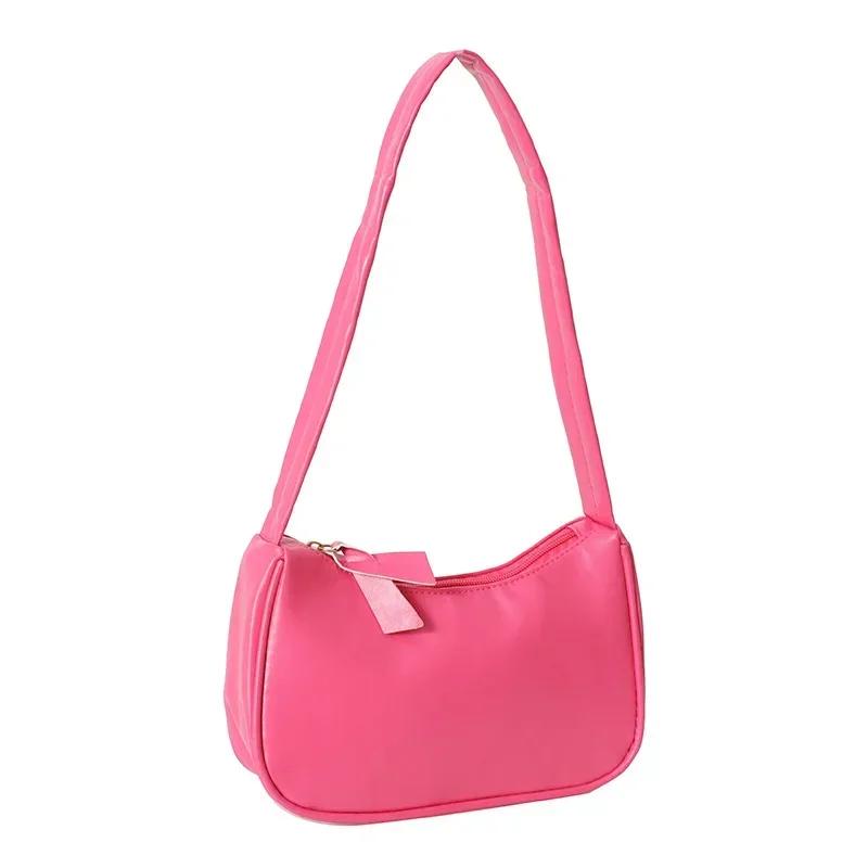 Soft PU Leather Women Shoulder Bags Casual Solid Color Small Top-Handle Handbags Ladies Fashion Shoulder Bags