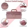 Glitter Pink & Craft Tool Storage Box,3-Layer Stackable Carry Tackle Box Sewing Box Organizer For Art