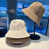 Bucket hat women's spring and summer hollow plain bucket hat fashionable and versatile suitable for big face round face sunshade basin hat