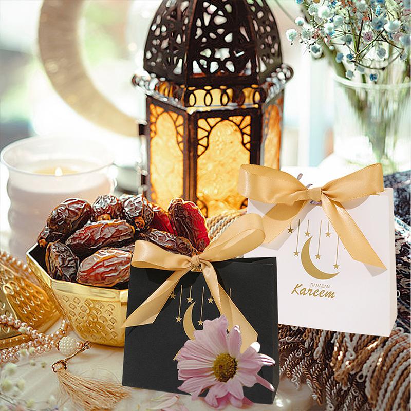 3pcs Art Paper Decoration Ramadan Candy Box Home Eid Al Fitr DIY Packaging For Muslim Celebrations Festival Supplies
