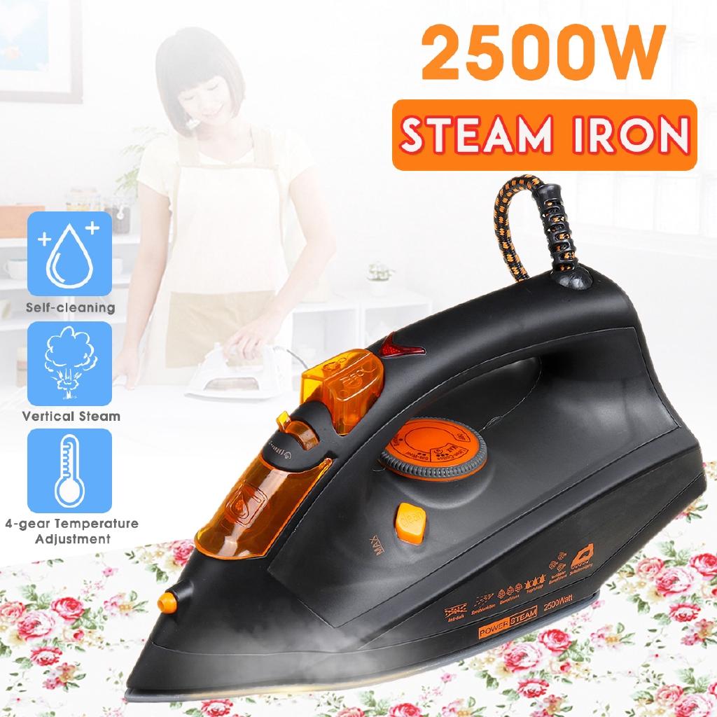 Steam Iron for Clothes 4 Level Adjustable Vertical Electric Irons Self-Cleaning Travel Portable Ironing Steamer 2500W Black/Red