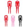 Womens Hollow Out Jumpsuit Long Sleeve Catsuit Mock Neck Zipper Back Patent Leather Bodysuit