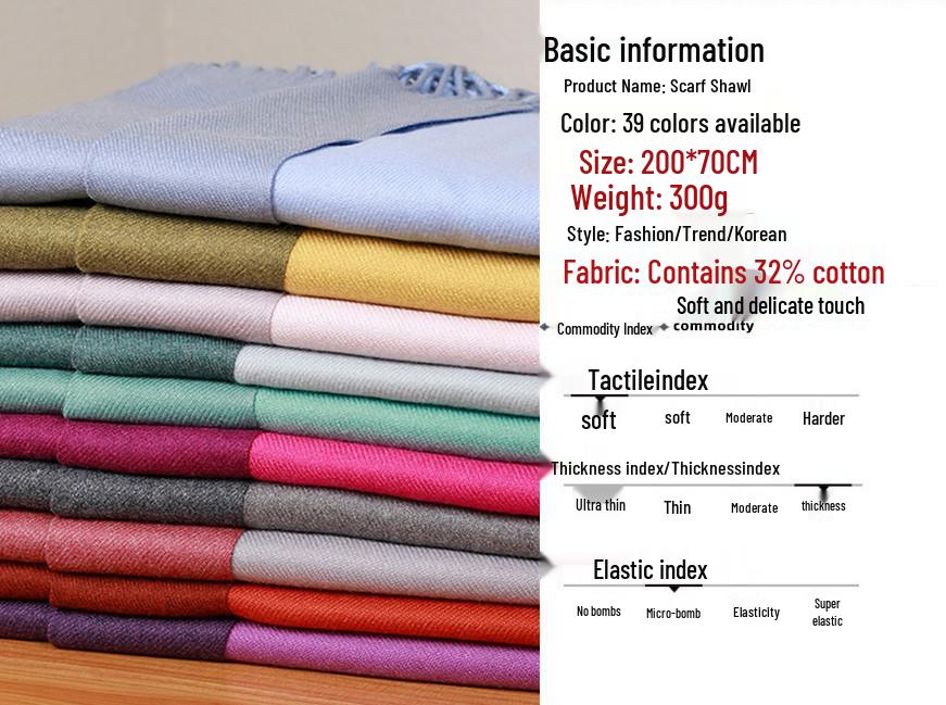 Women's Double-sided Wool Cashmere Scarf Shawl: New High-end Autumn/Winter 2026 Style