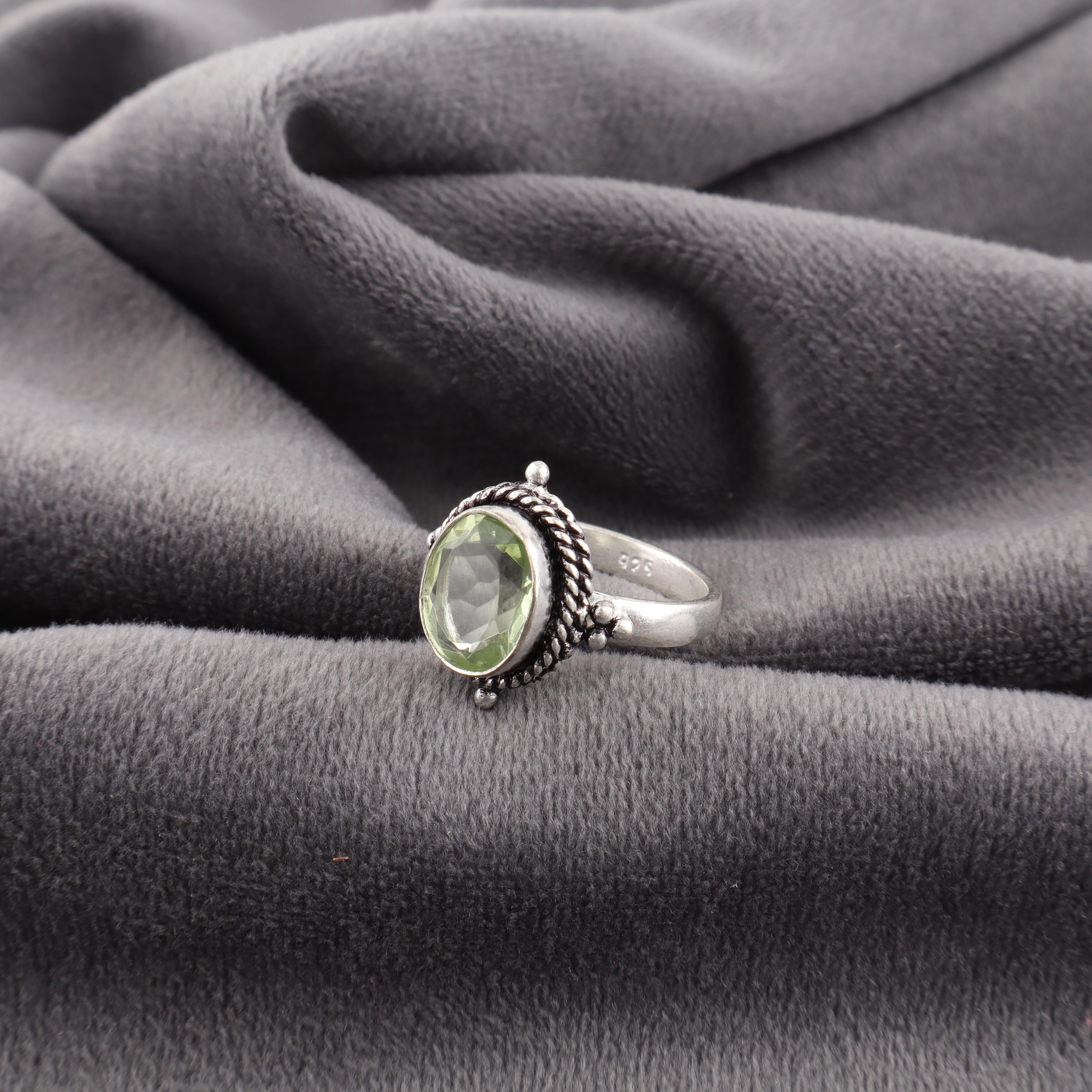 

Украшения из зеленого аметиста, кольцо из стерлингового серебра 925 пробы, женское украшение ручной работы, подарок для нее, изящное кольцо с драгоценным камнем для нее 12 зелёный