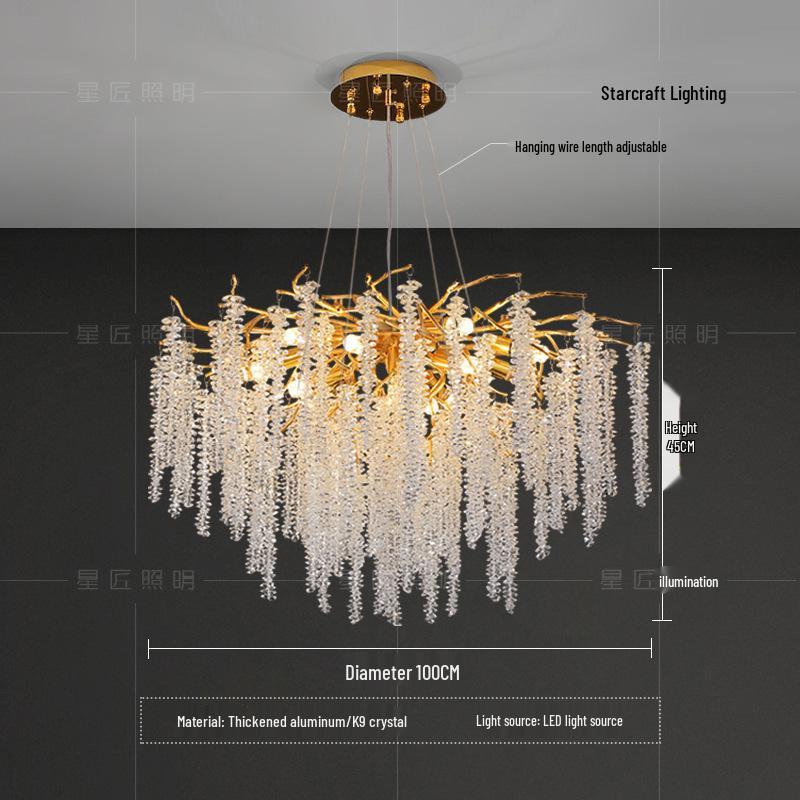 Star Crafts Luxury Crystal Chandelier with Octagonal Beads & Tassels for Living Room, Dining Room, Bedroom