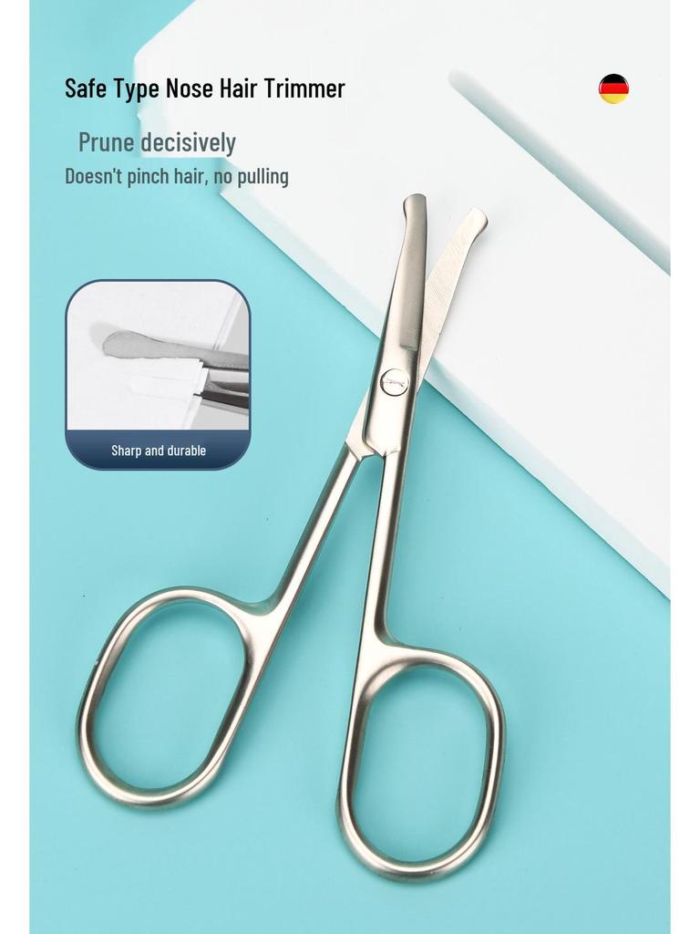 4-Piece Stainless Steel Grooming Set: Nail Clippers, Round Head Nose Hair Trimmer, Ear Pick, In a Gift Iron Box