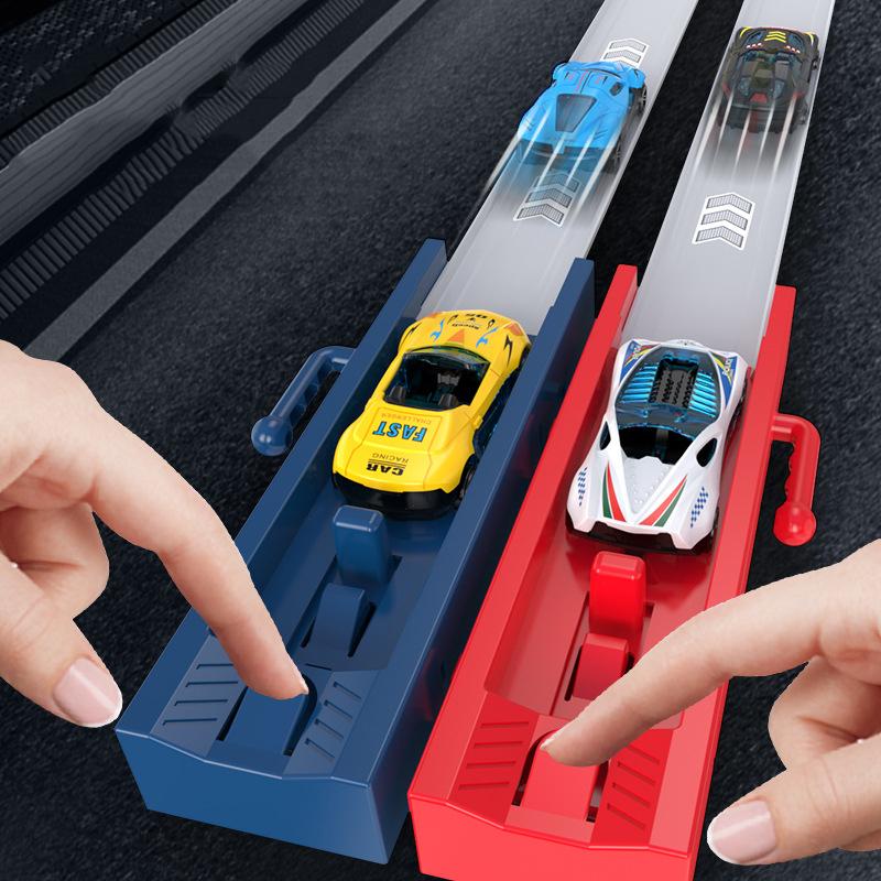 Children's assembled racing catapult track alloy car parent-child interactive inertial sliding children's toy set