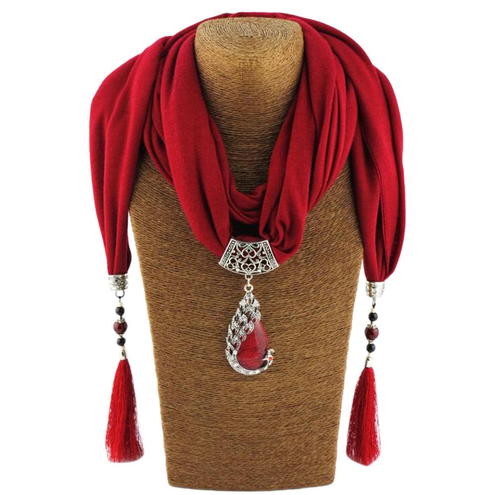 Fashion Elegant Women Long Scarf Retro National Style Tassel Pendant Scarf Christmas Gifts Solid Color