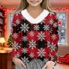 Christmas Day Girls Long Sleeve T Shirts Kids  Girls' V-Neck Tee Christmas Print Long Sleeve Top