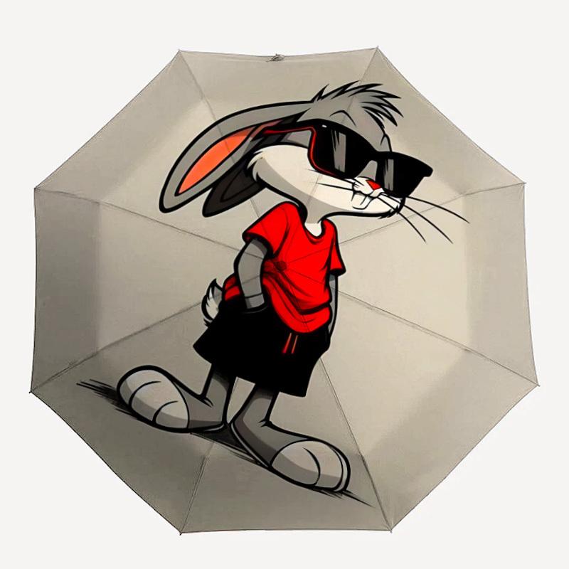 

Bugs Bunny Automatic Open/Close Umbrella Compact Travel Umbrella, 8 Rib Heavy Duty Construction, Ideal Gift, 194