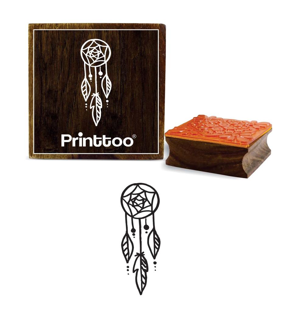 Printtoo Scrap-booking Dream Catcher Rooh Pattern Square Wooden Rubber Stamp-2 x 2