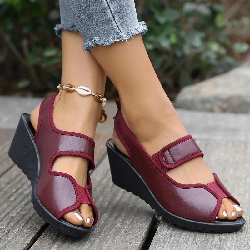 2025 Hot Sale Shoes Female Peep Toe Women's Sandals Plus Size Casual Elastic Band Best Outdoor Seller Wedge Sandals