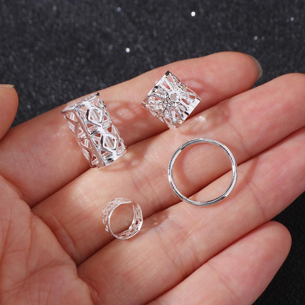 80pcs Hair Braiding Dreadlocks Beads Metal Cuff Clips Hair Braid Tubes Hollow Out Hair Ring  Decor