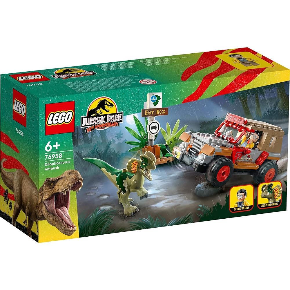 LEGO Jurassic World Dilophosaurus Attack Building Toy for Kids Ages 6-9, Educational Gift, 76958