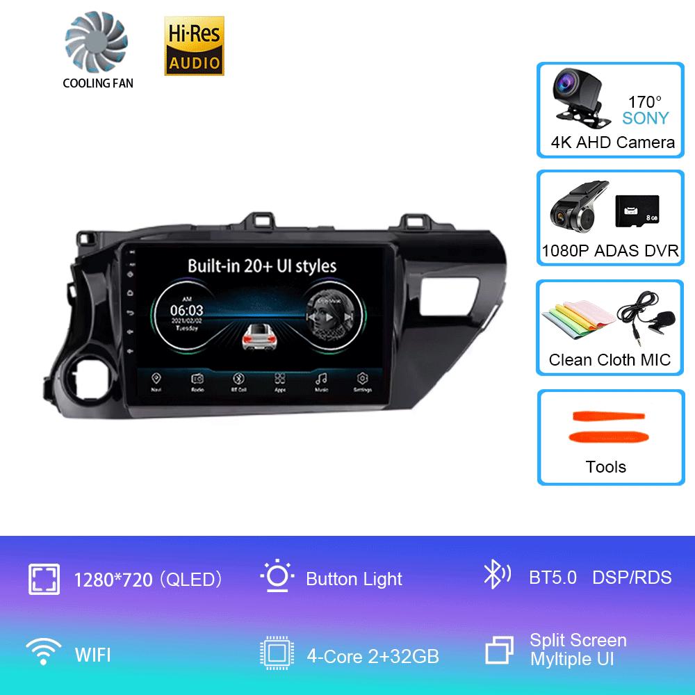 For Toyota Hilux Pick Up AN120 2015-2020 RHD LHD 8Core 2 Din Android 14 Auto Car Radio Multimedia 2din Stereo Carplay GPS Dvd